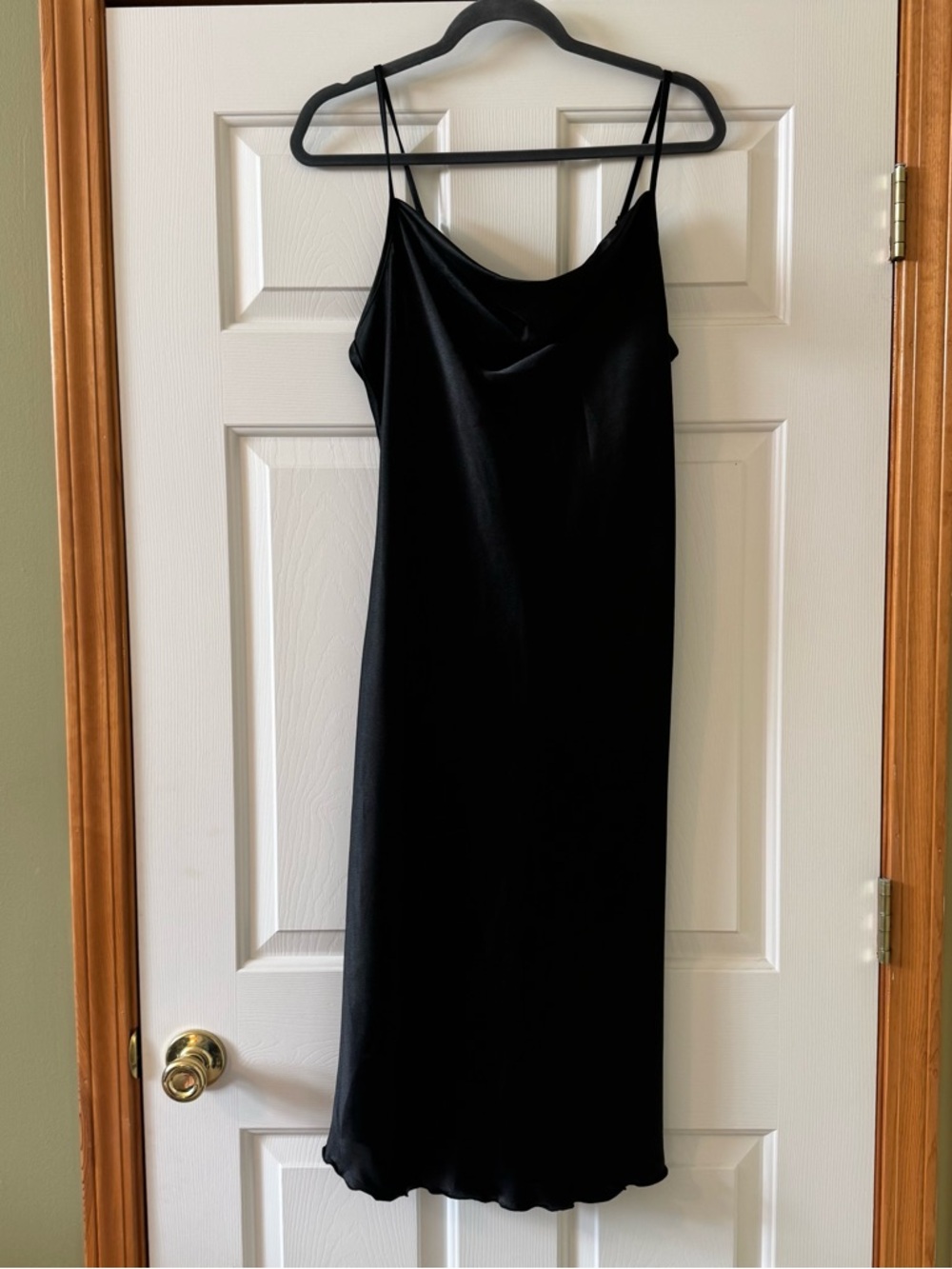 BEBE black SATIN COWL NECK‎ SLIP MIDI DRESS - Picture 6 of 11